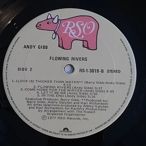 Andy Gibb - Flowing Rivers LP - Picture 4 of 4